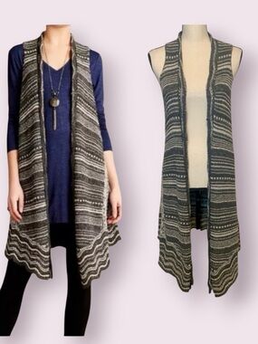 Anthropologie Moth Longline Duster Sweater Vest Sleeveless Cardigan Gray XS/S